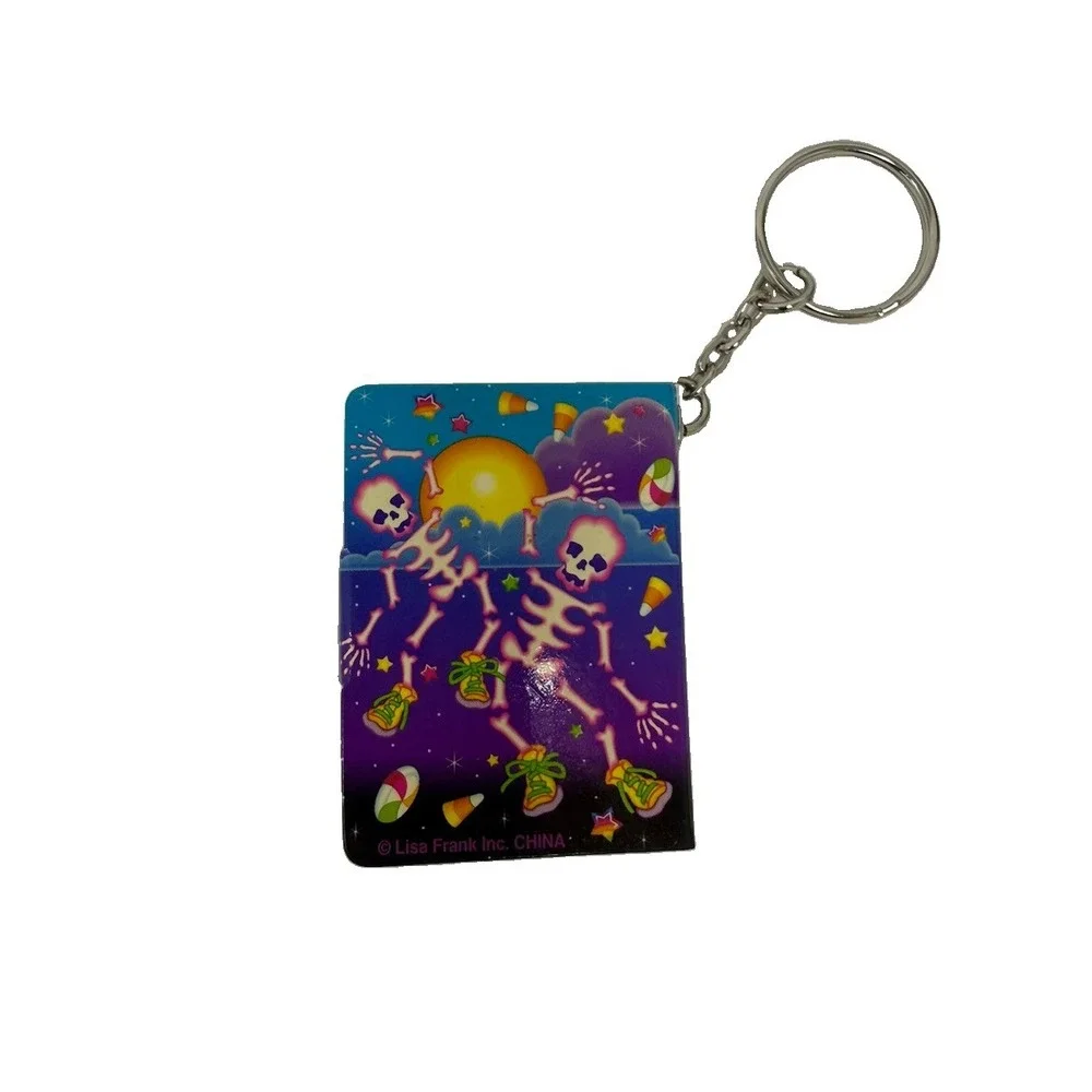 Lisa Frank 90s Halloween Skeleton NOTEPAD KEYCHAIN